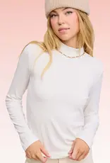509 Broadway Stretchy Ribbed LS Mock Neck Top