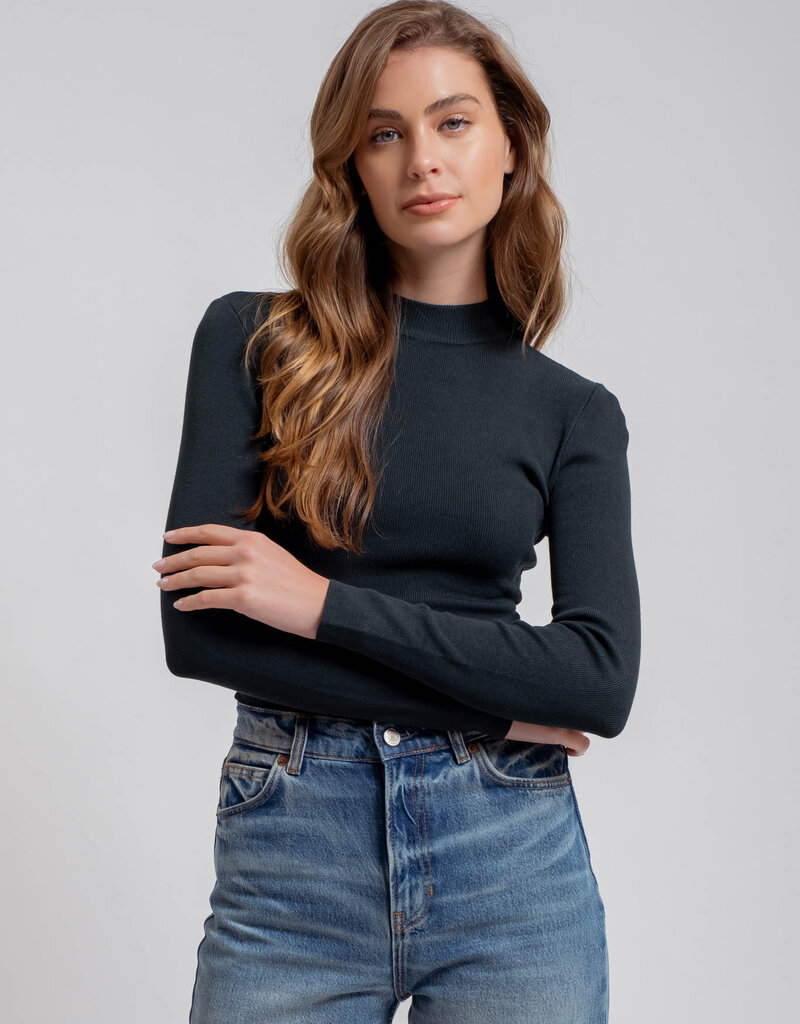 509 Broadway Mock Neck Long Sleeve Sweater