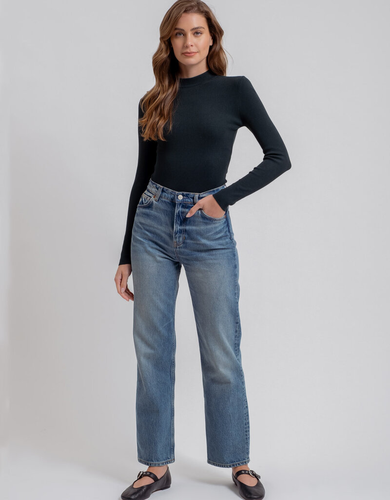 509 Broadway Mock Neck Long Sleeve Sweater