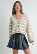 509 Broadway Striped L/S Button Down Cardigan