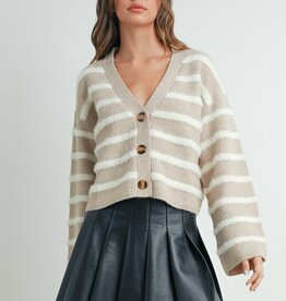 509 Broadway Striped L/S Button Down Cardigan