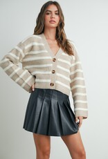 509 Broadway Striped L/S Button Down Cardigan