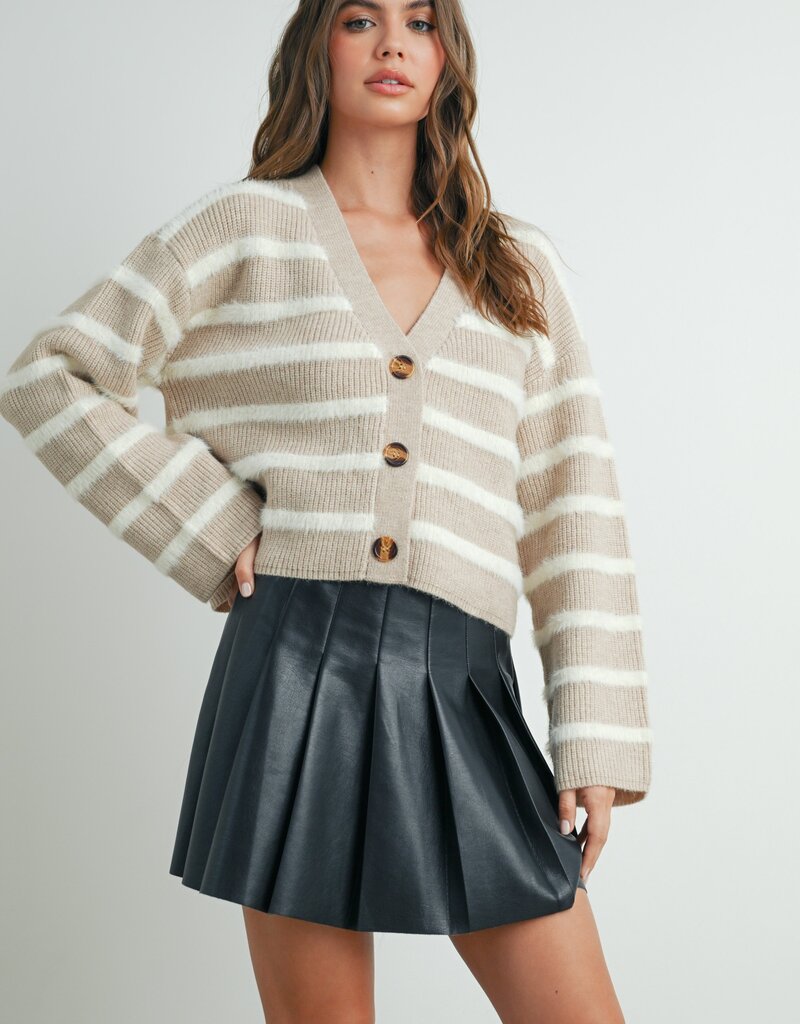 509 Broadway Striped L/S Button Down Cardigan