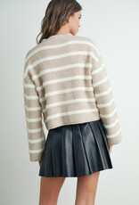 509 Broadway Striped L/S Button Down Cardigan