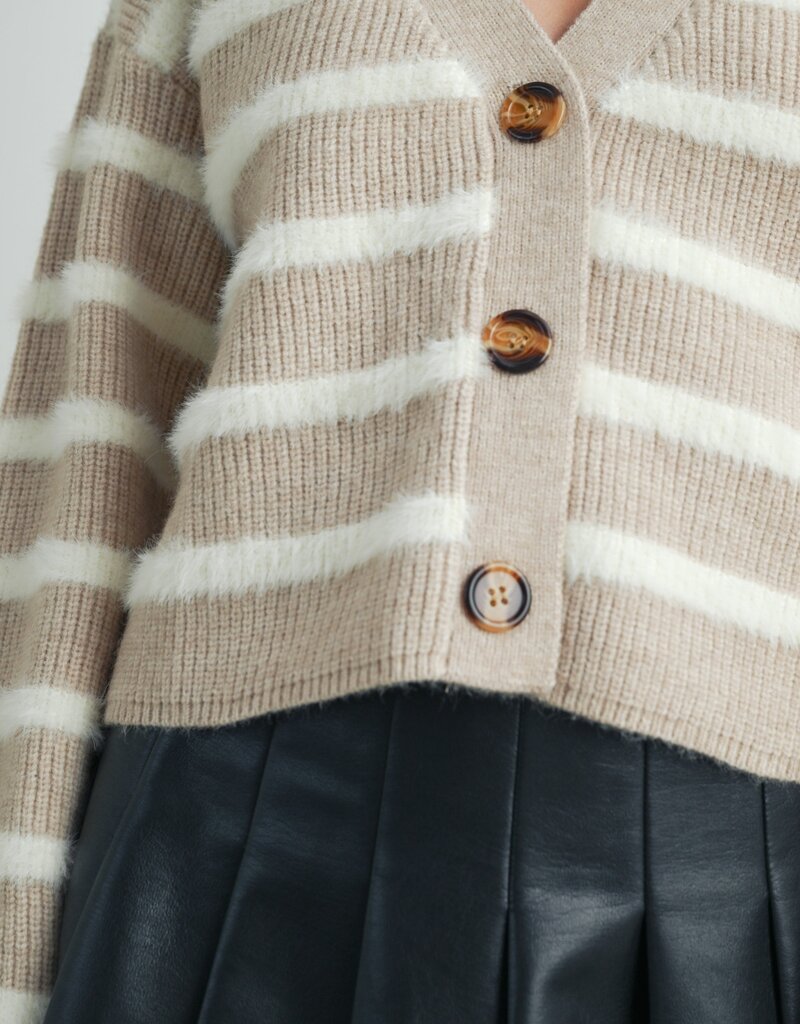 509 Broadway Striped L/S Button Down Cardigan