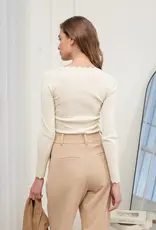 509 Broadway Scallop Trim Long Sleeve Sweater Top