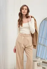 509 Broadway Scallop Trim Long Sleeve Sweater Top