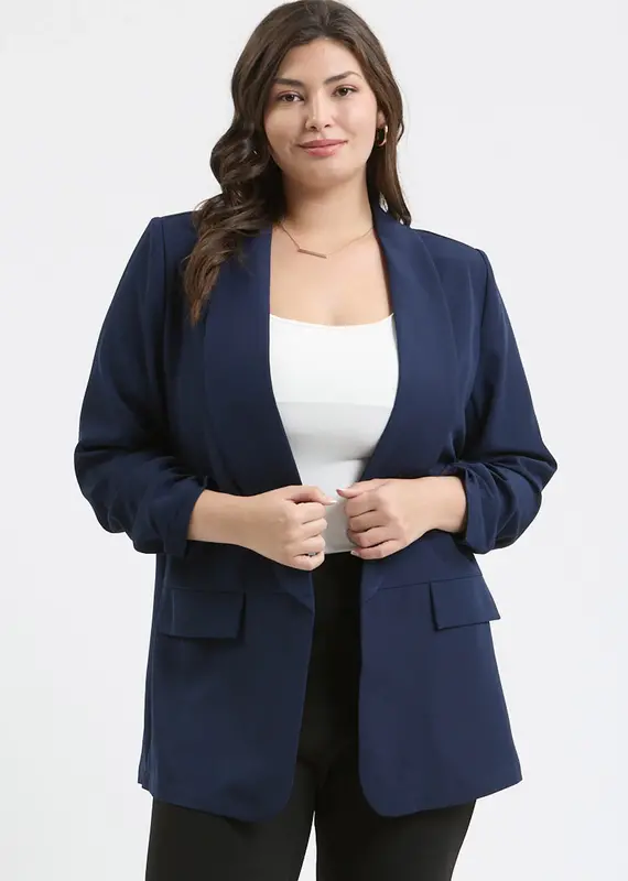 509 Broadway Plus Ruched Sleeve Blazer