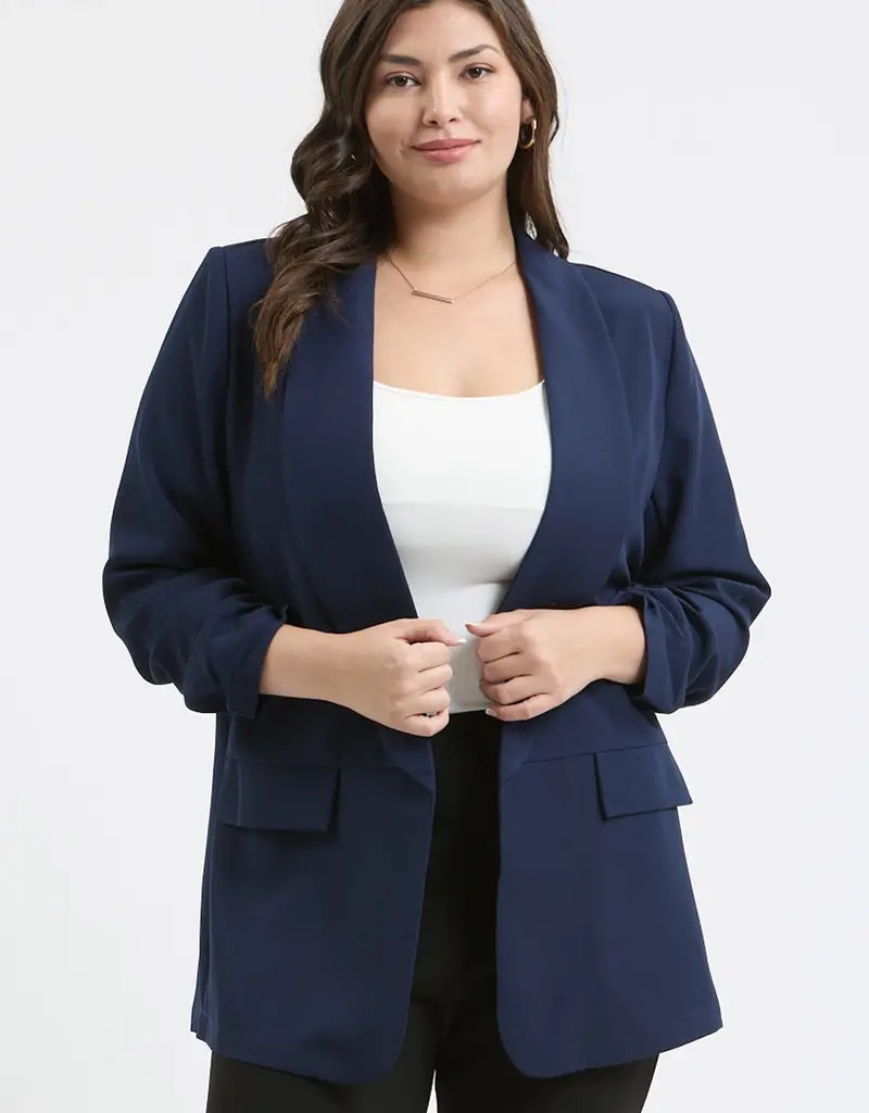 509 Broadway Plus Ruched Sleeve Blazer