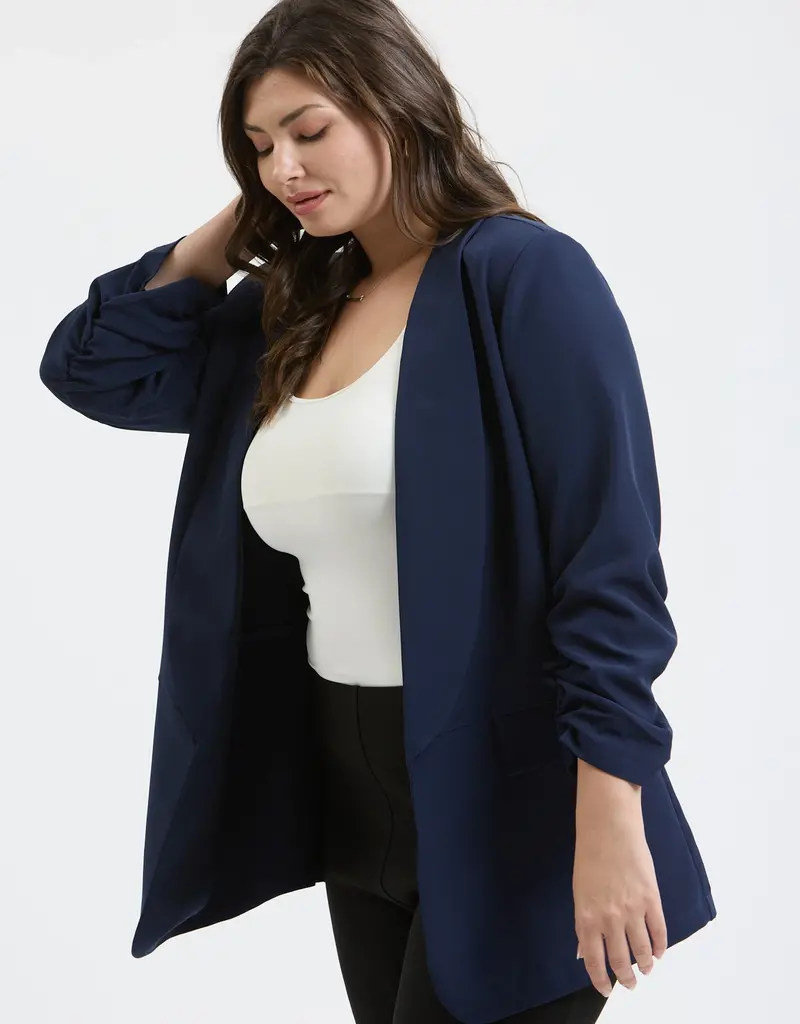 509 Broadway Plus Ruched Sleeve Blazer