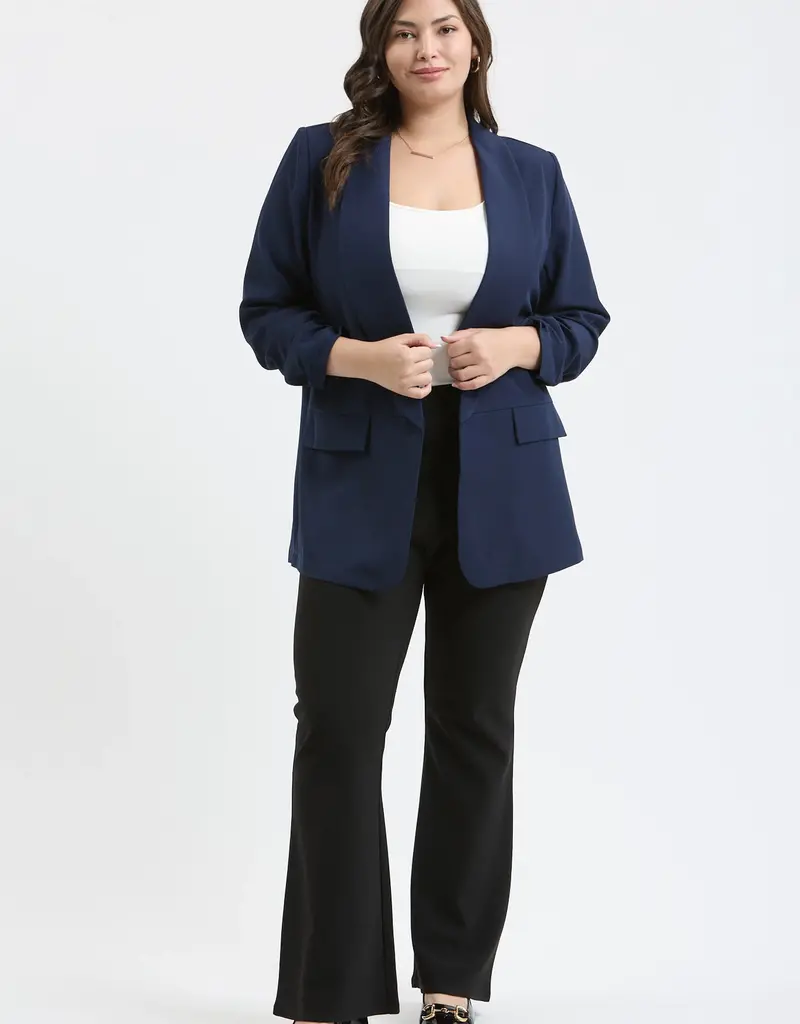 509 Broadway Plus Ruched Sleeve Blazer
