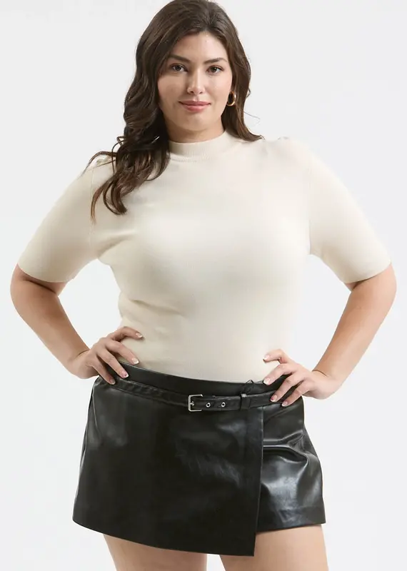 509 Broadway Plus Short Sleeve Mock Neck Sweater