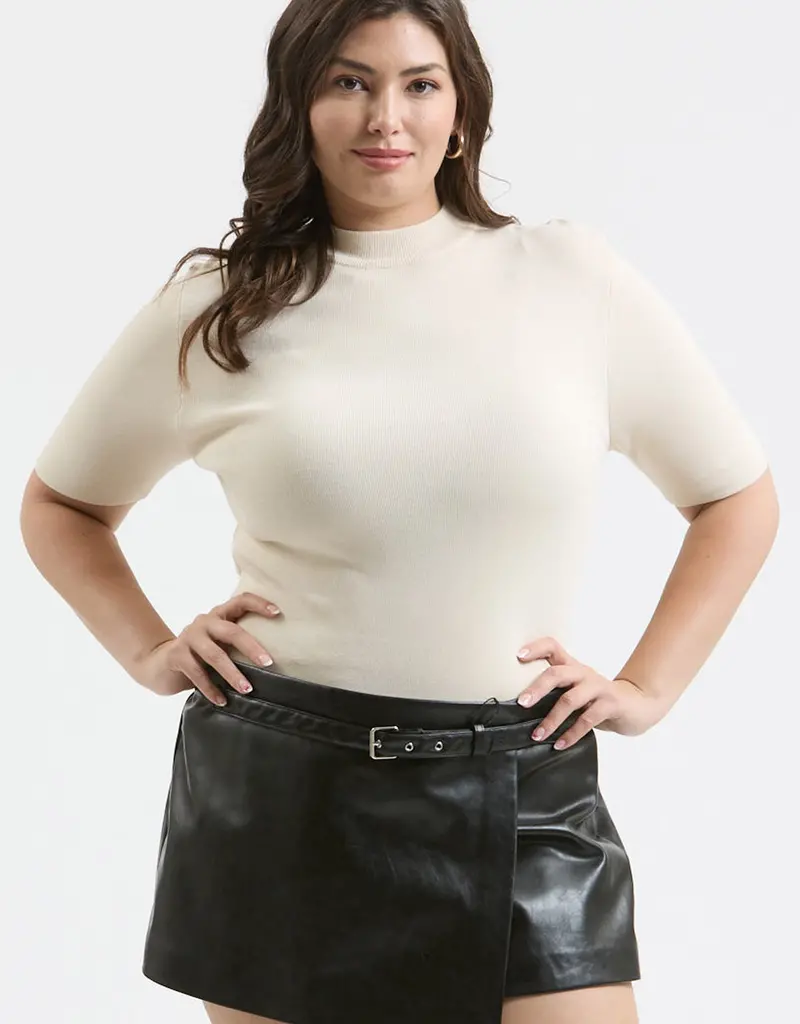 509 Broadway Plus Short Sleeve Mock Neck Sweater