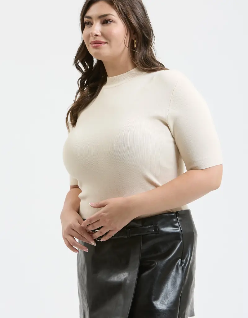 509 Broadway Plus Short Sleeve Mock Neck Sweater