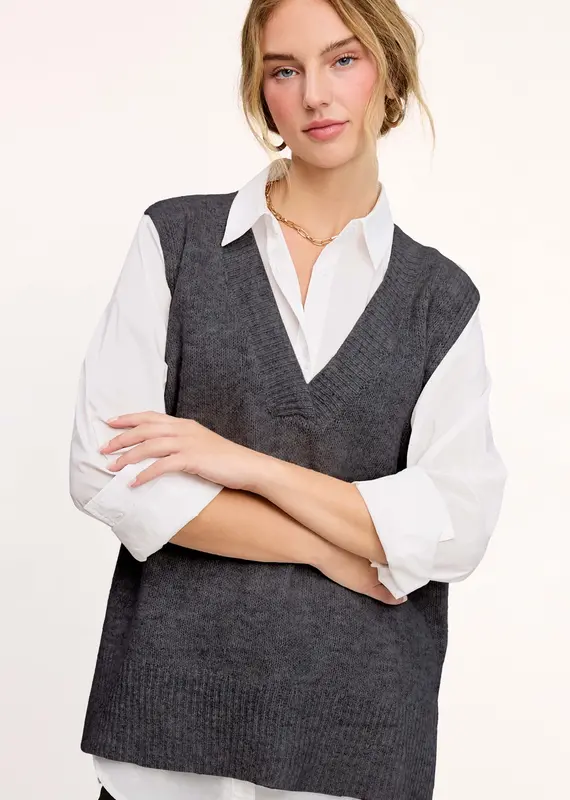 509 Broadway Oversized Soft Knit Sweater Vest