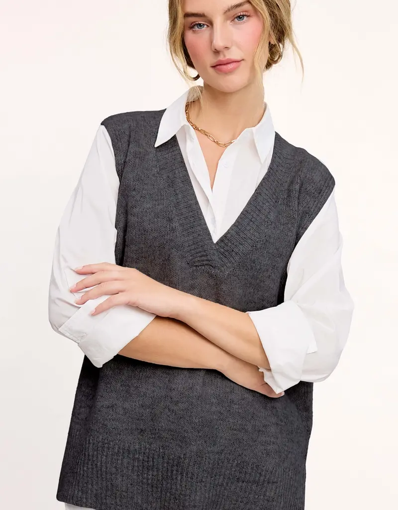 509 Broadway Oversized Soft Knit Sweater Vest