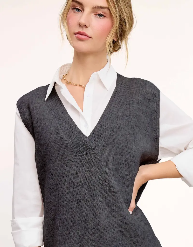 509 Broadway Oversized Soft Knit Sweater Vest