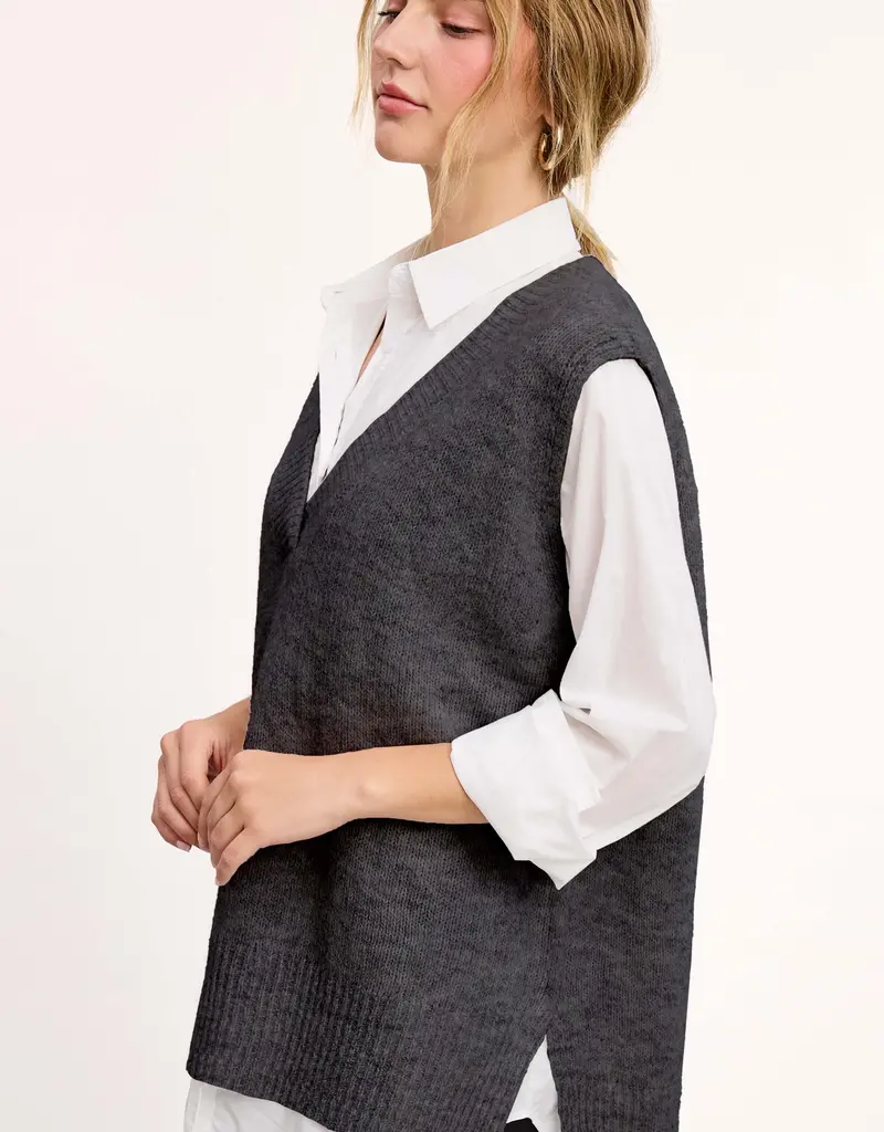 509 Broadway Oversized Soft Knit Sweater Vest