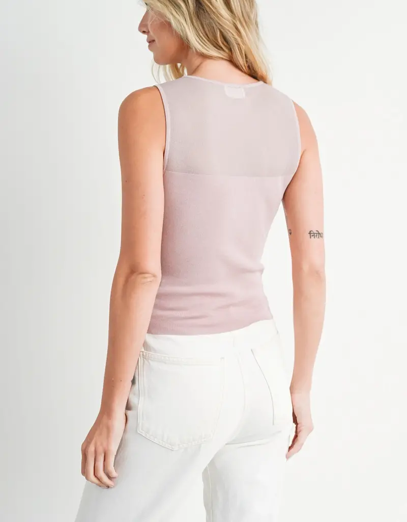 509 Broadway Sweetheart Neck Knit Tank Top