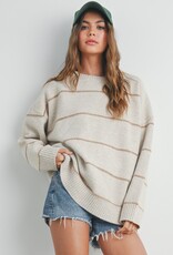 509 Broadway Striped Pattern Drop Shoulder Sweater