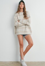 509 Broadway Striped Pattern Drop Shoulder Sweater