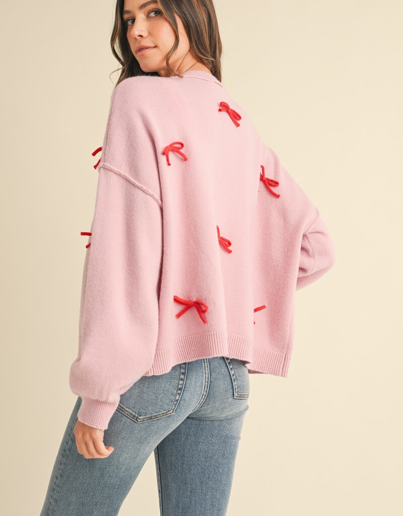 509 Broadway Bow Detail Open Sweater