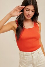 509 Broadway Cabbage Hem Color Rib Sweater Tank