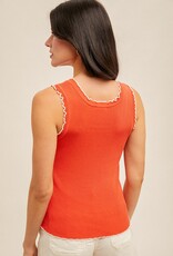 509 Broadway Cabbage Hem Color Rib Sweater Tank
