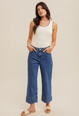 509 Broadway Cabbage Hem Color Rib Sweater Tank