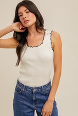 509 Broadway Cabbage Hem Color Rib Sweater Tank