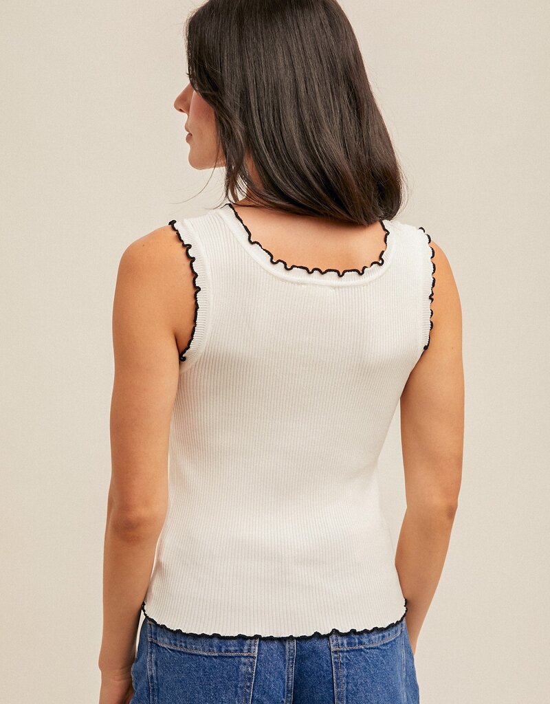 509 Broadway Cabbage Hem Color Rib Sweater Tank