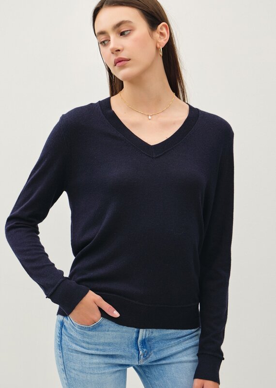 509 Broadway Lightweight V-Neck Varsity Sweater