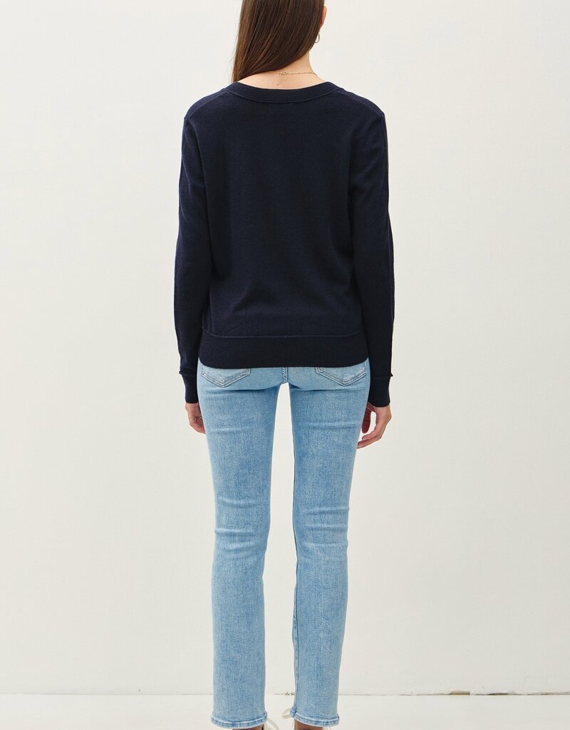 509 Broadway Lightweight V-Neck Varsity Sweater