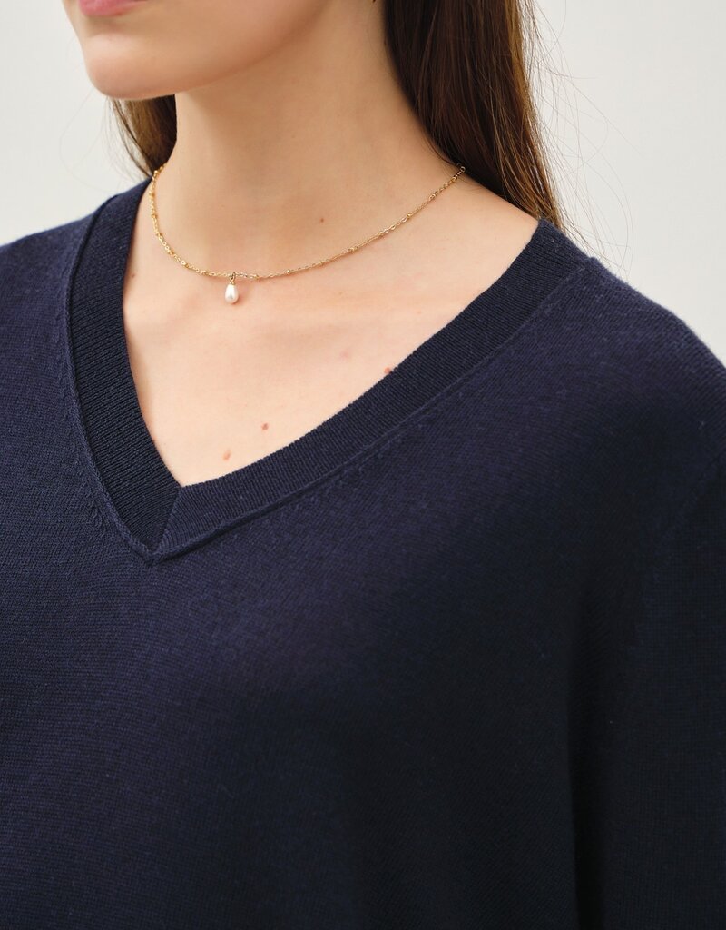 509 Broadway Lightweight V-Neck Varsity Sweater