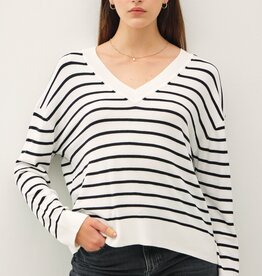 Stripe V-Neck Lightweight Sweater