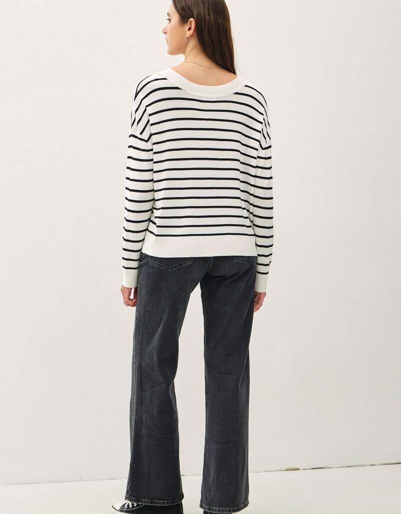 Stripe V-Neck Lightweight Sweater