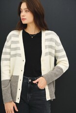 509 Broadway Striped Color Block Button Cardigan