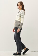 509 Broadway Striped Color Block Button Cardigan