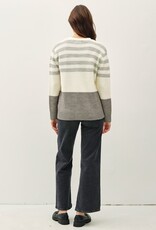 509 Broadway Striped Color Block Button Cardigan