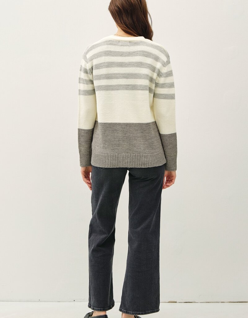 509 Broadway Striped Color Block Button Cardigan