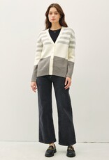 509 Broadway Striped Color Block Button Cardigan