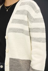 509 Broadway Striped Color Block Button Cardigan