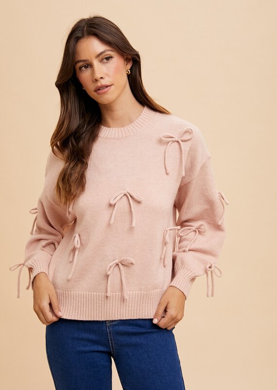 509 Broadway Bow Patch Sweater Top
