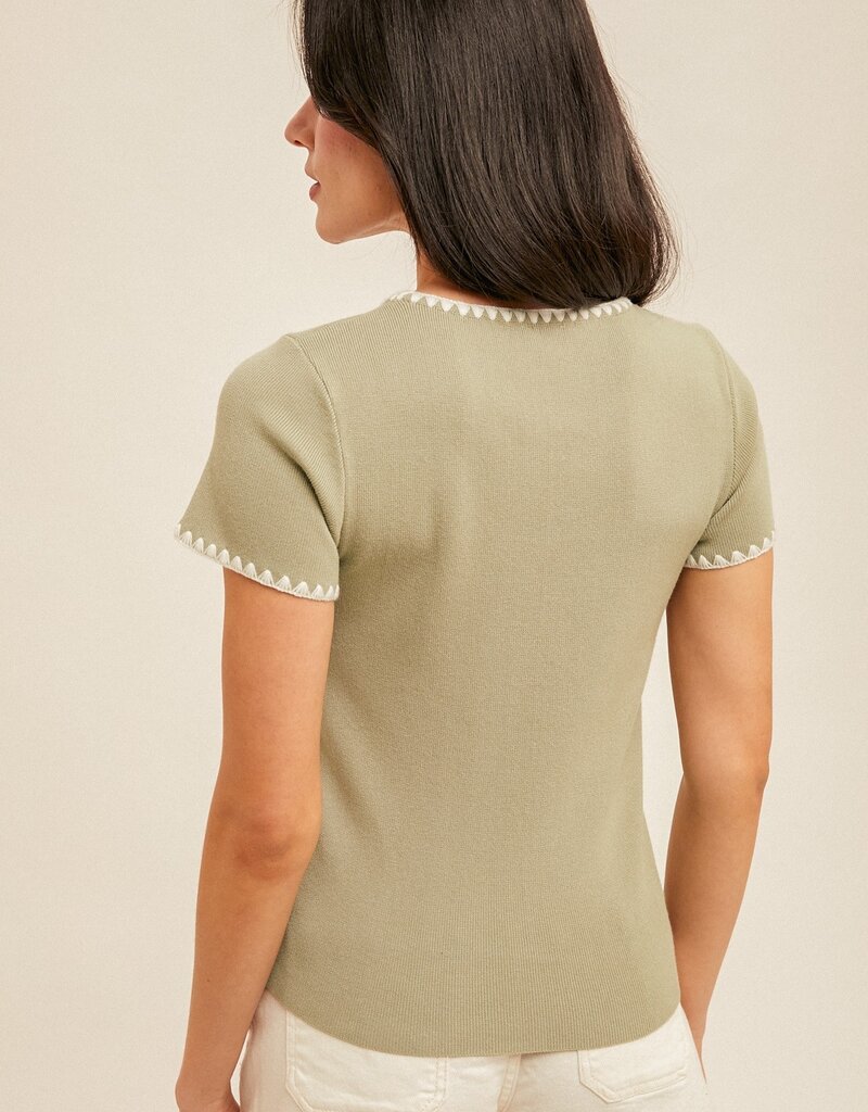 509 Broadway Contrast Edge Sweater Tee