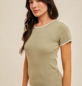509 Broadway Contrast Edge Sweater Tee