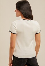 509 Broadway Contrast Edge Sweater Tee