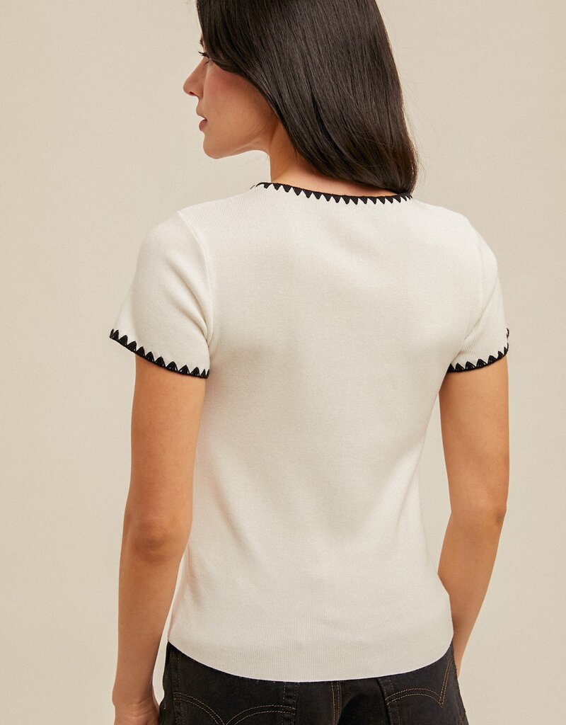 509 Broadway Contrast Edge Sweater Tee