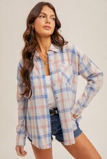 509 Broadway Fringe Hem Plaid Button Down
