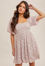 509 Broadway Chiffon Jacquard Print Bubble Dress