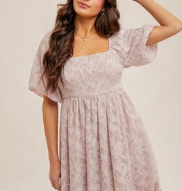 509 Broadway Chiffon Jacquard Print Bubble Dress
